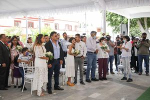 Se casan 30 parejas en la primera jornada de bodas gratuitas de San Andrés Cholula